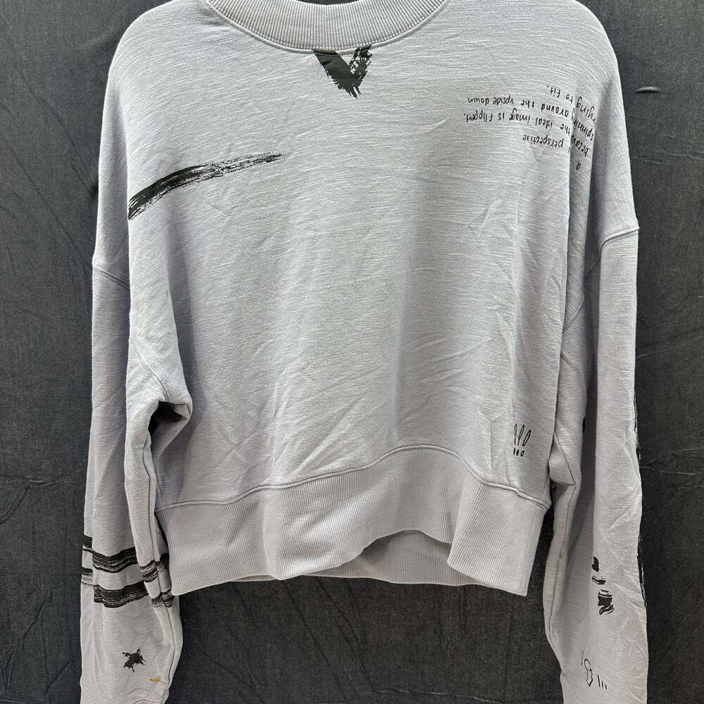 Fabletics RARE Sweatshirt Long Sleeve Semi-Crop Graphic Print Jersey Rib Size L